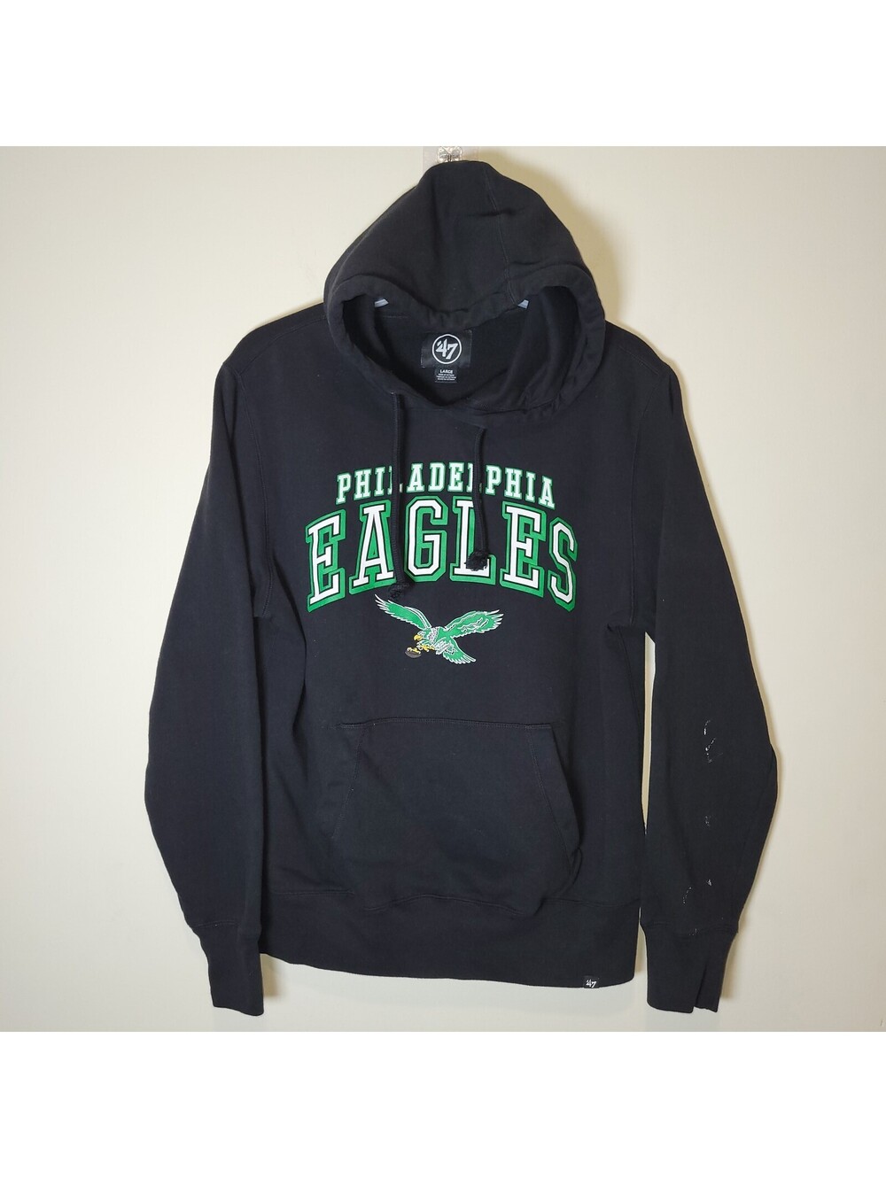 47 Brand Philadelphia Eagles NFL Hoodie Sweatshirt Black Men's L Fan READ